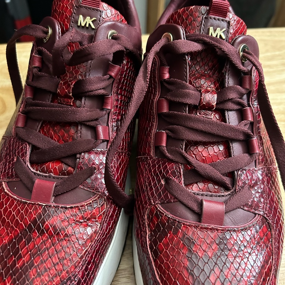 Leather Snake Print Burgundy Michael Kors Sneakers
